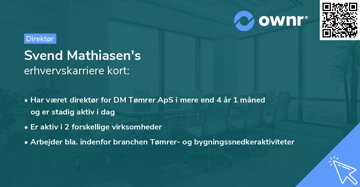 Svend Mathiasen's erhvervskarriere kort