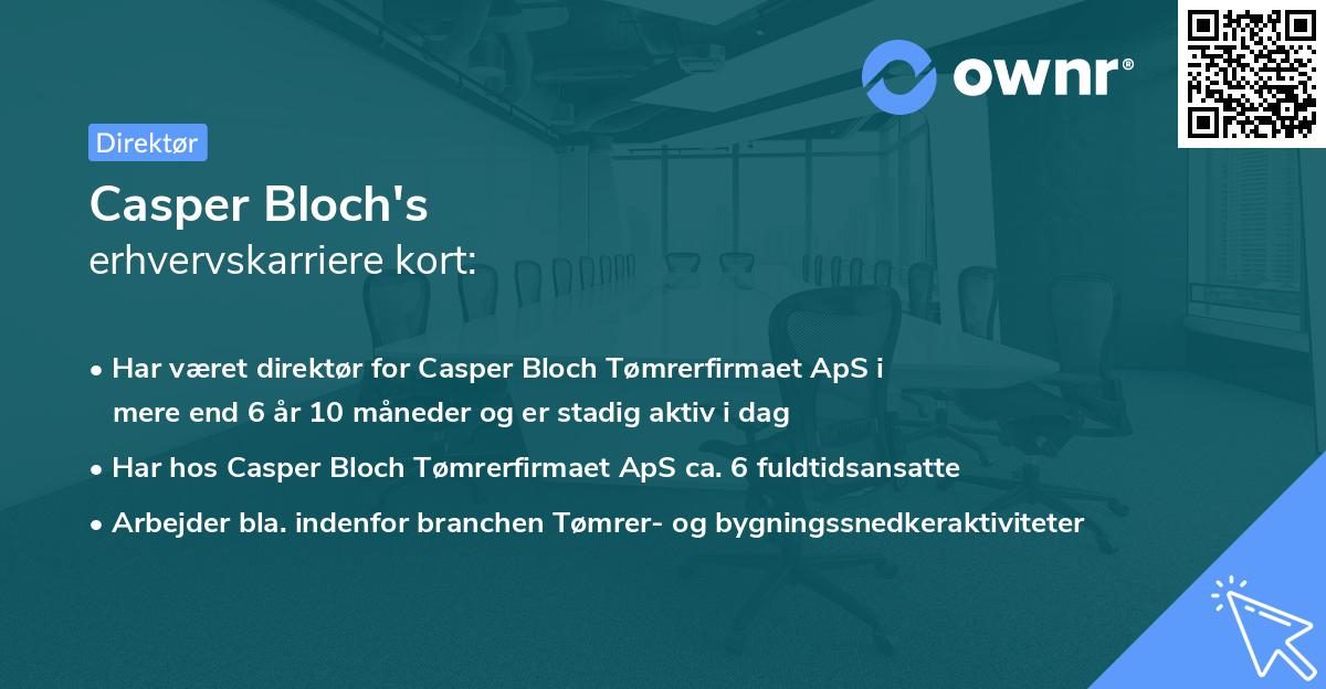 Casper Bloch's erhvervskarriere kort