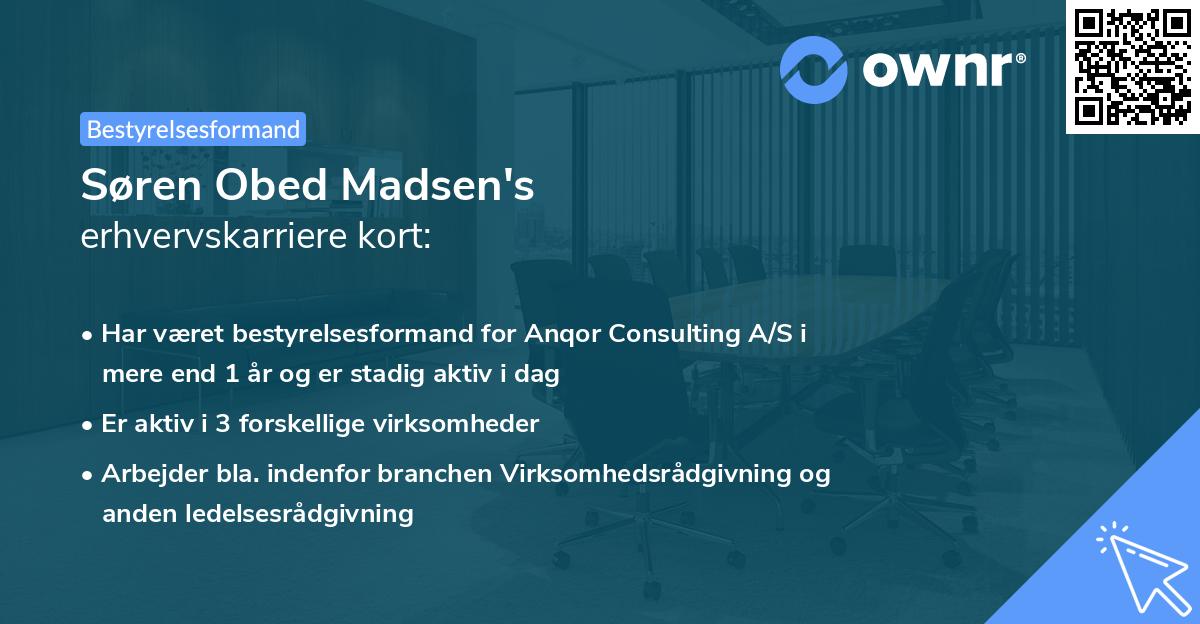 Søren Obed Madsen's erhvervskarriere kort