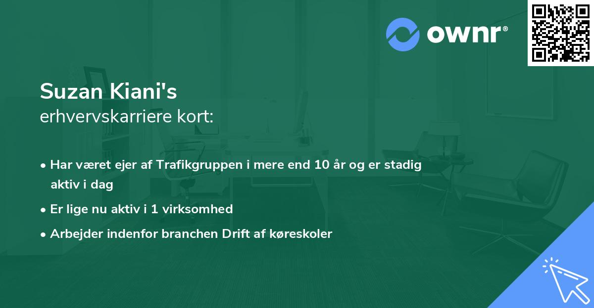 Suzan Kiani's erhvervskarriere kort