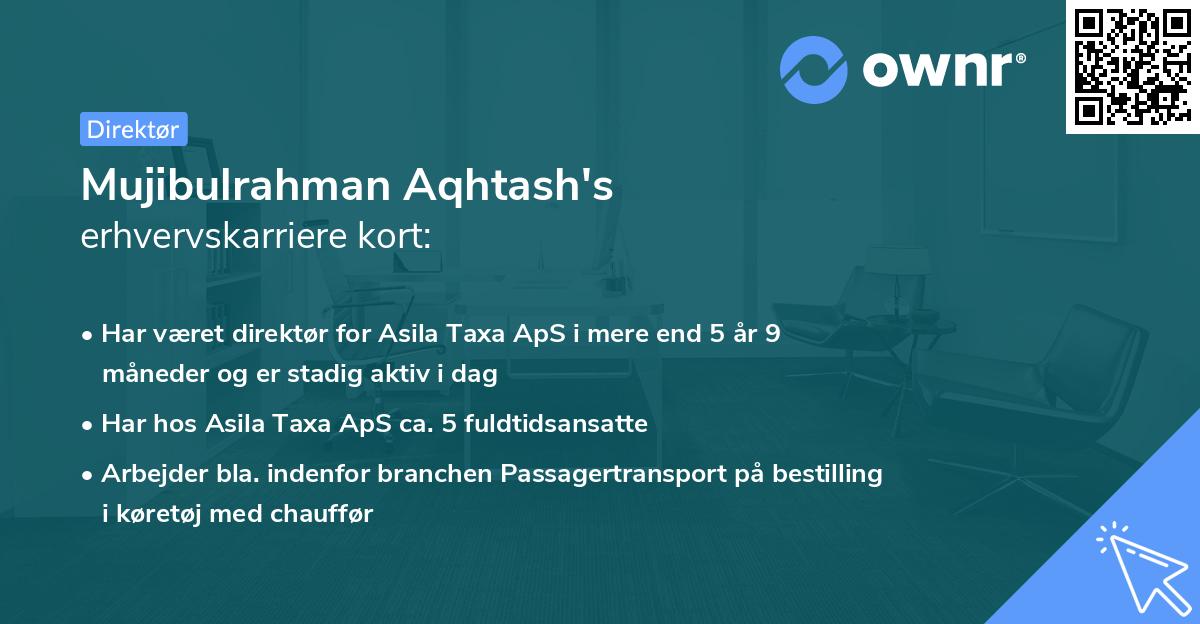 Mujibulrahman Aqhtash's erhvervskarriere kort