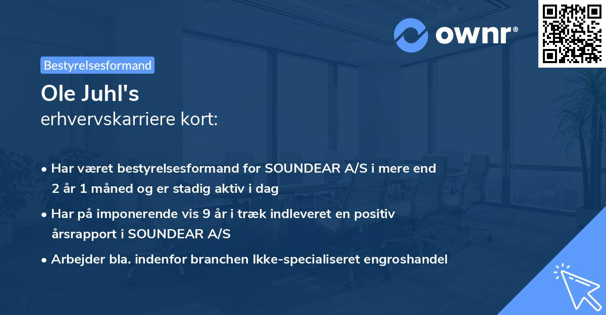 Ole Juhl's erhvervskarriere kort