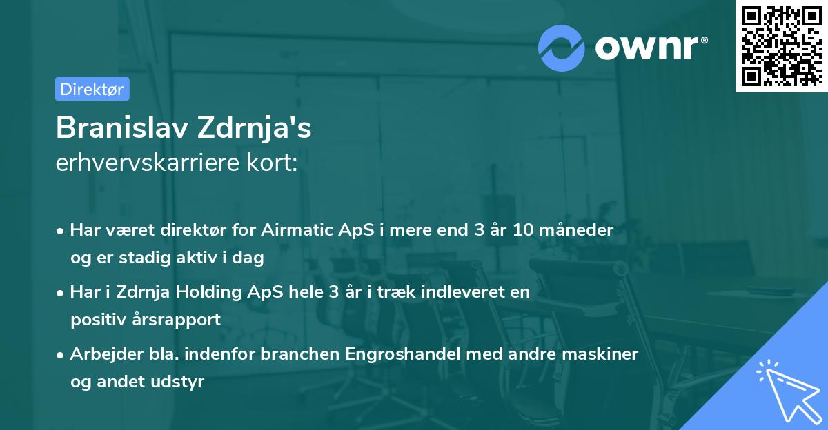 Branislav Zdrnja's erhvervskarriere kort