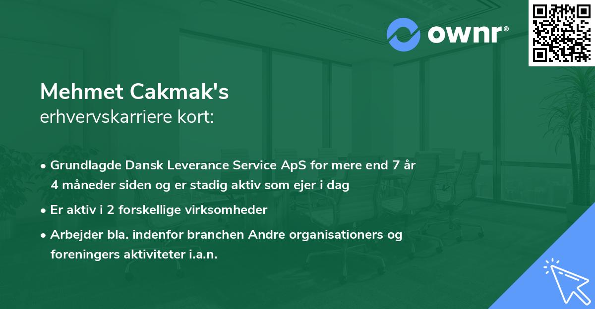 Mehmet Cakmak's erhvervskarriere kort