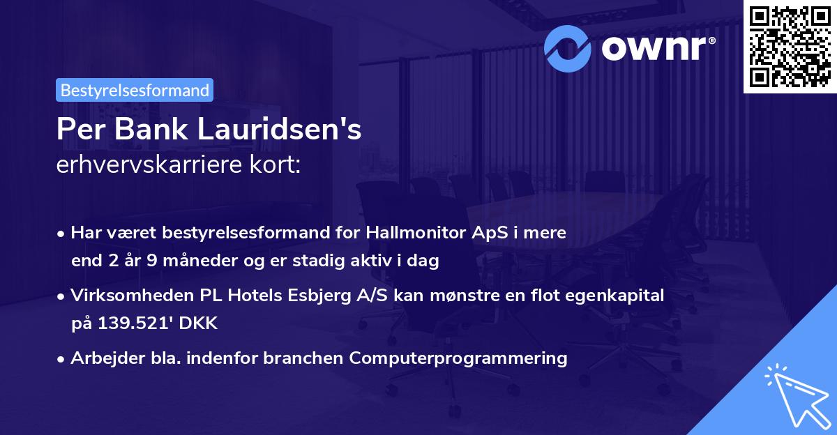 Per Bank Lauridsen's erhvervskarriere kort