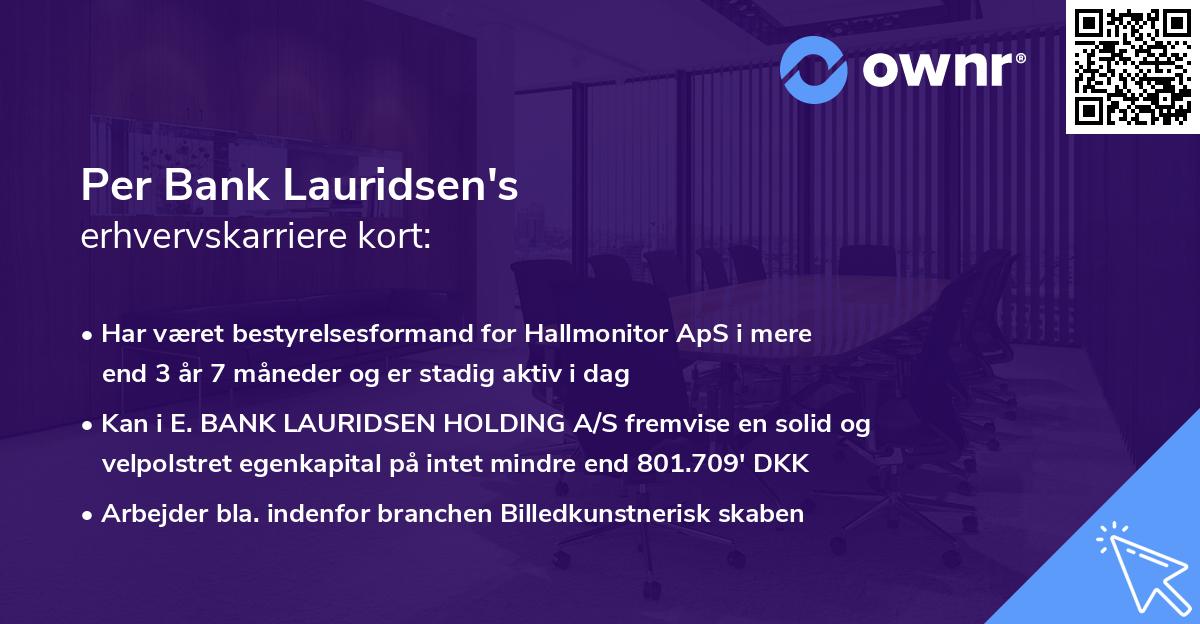 Per Bank Lauridsen's erhvervskarriere kort