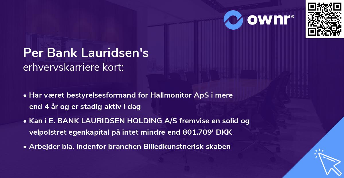 Per Bank Lauridsen's erhvervskarriere kort