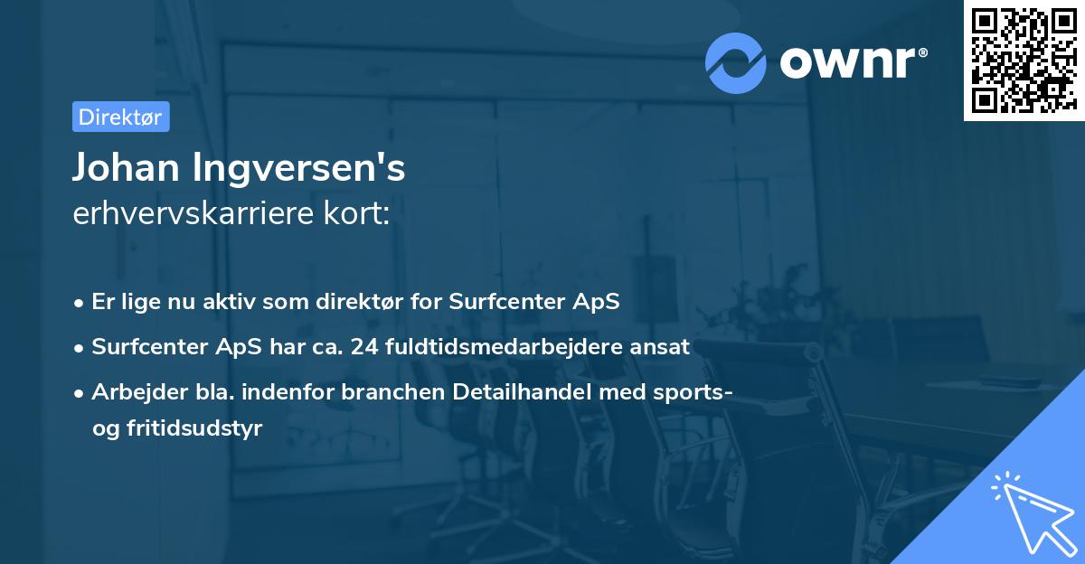 Johan Ingversen's erhvervskarriere kort