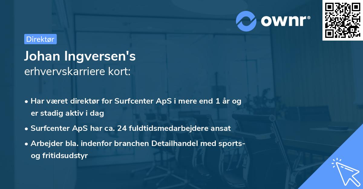 Johan Ingversen's erhvervskarriere kort