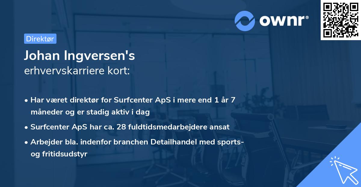 Johan Ingversen's erhvervskarriere kort