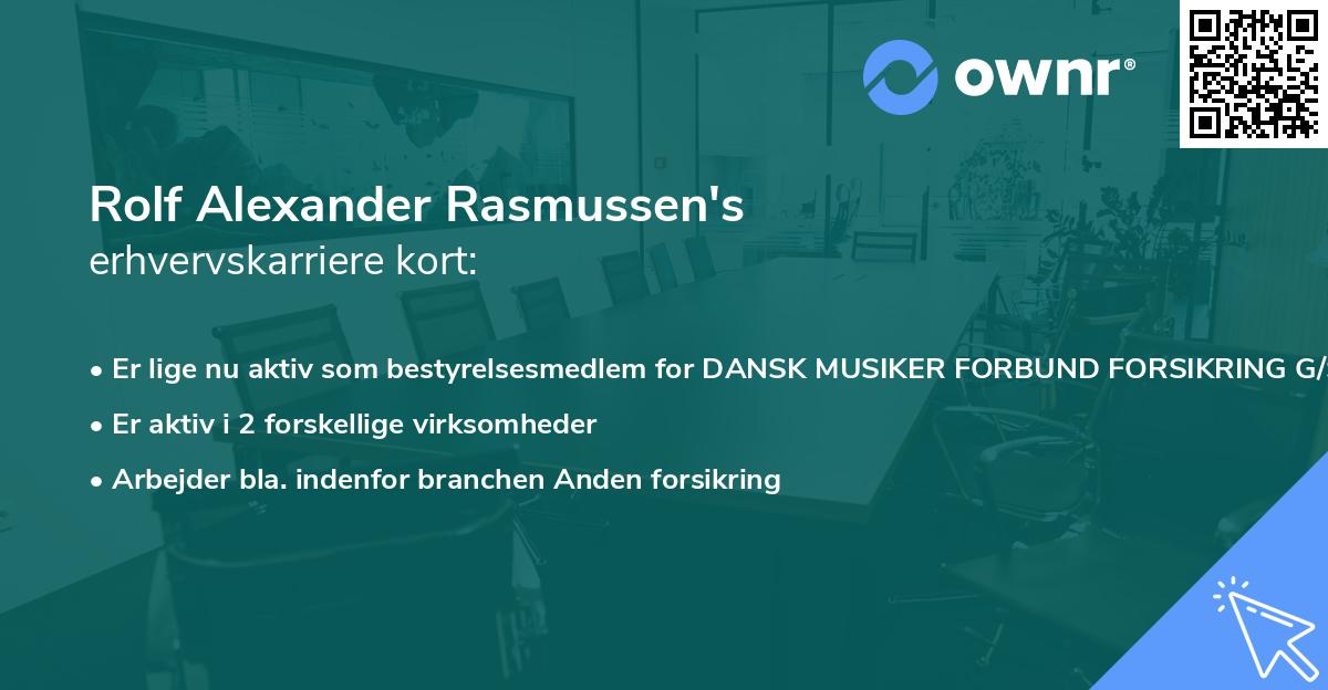 Rolf Alexander Rasmussen's erhvervskarriere kort