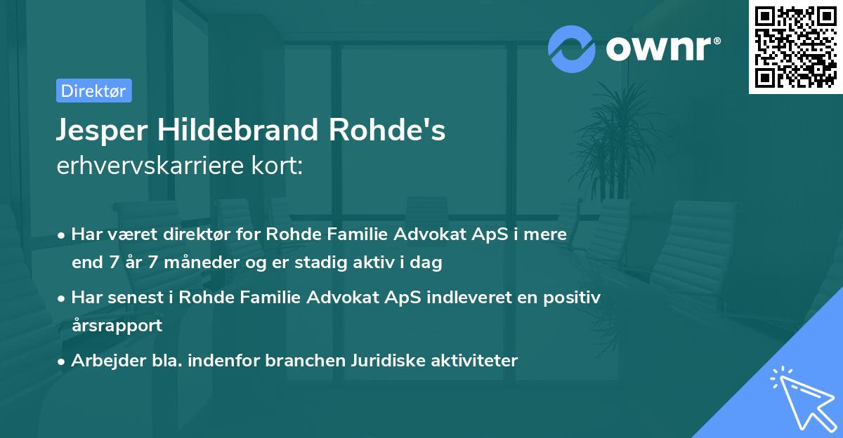 Jesper Hildebrand Rohde's erhvervskarriere kort