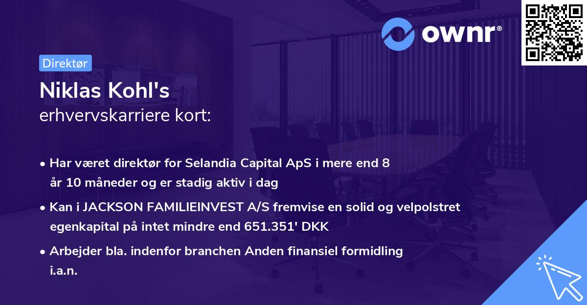 Niklas Kohl's erhvervskarriere kort
