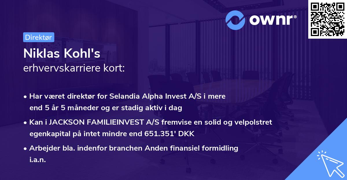 Niklas Kohl's erhvervskarriere kort
