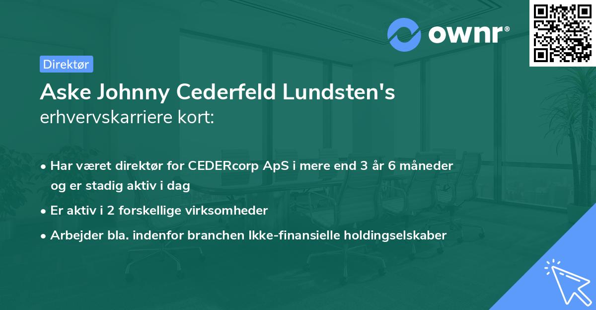 Aske Johnny Cederfeld Lundsten's erhvervskarriere kort
