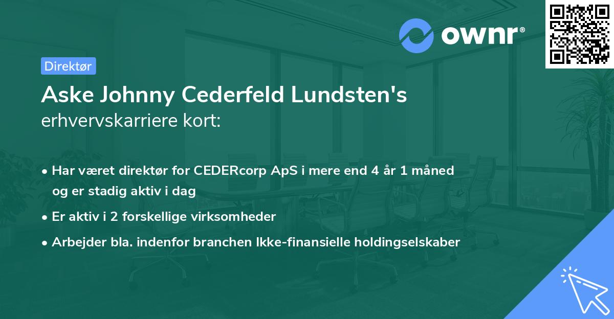 Aske Johnny Cederfeld Lundsten's erhvervskarriere kort