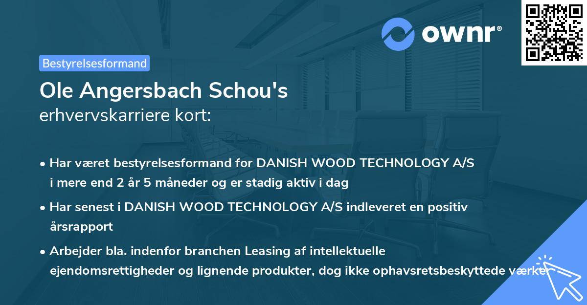 Ole Angersbach Schou's erhvervskarriere kort