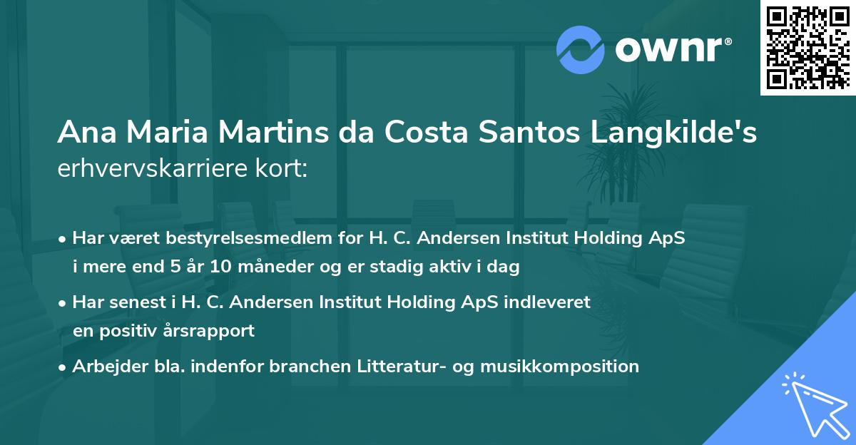 Ana Maria Martins da Costa Santos Langkilde's erhvervskarriere kort