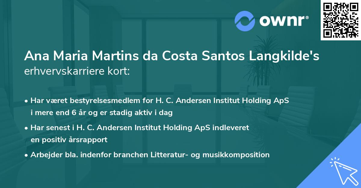 Ana Maria Martins da Costa Santos Langkilde's erhvervskarriere kort