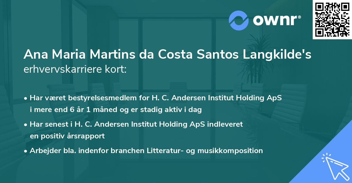 Ana Maria Martins da Costa Santos Langkilde's erhvervskarriere kort