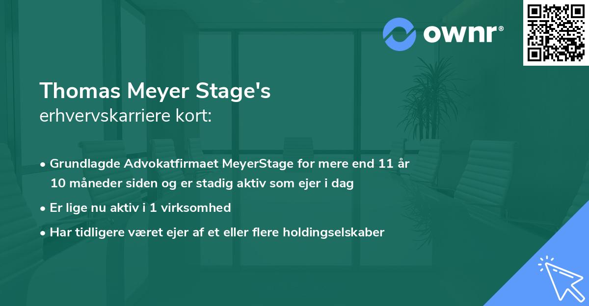 Thomas Meyer Stage's erhvervskarriere kort