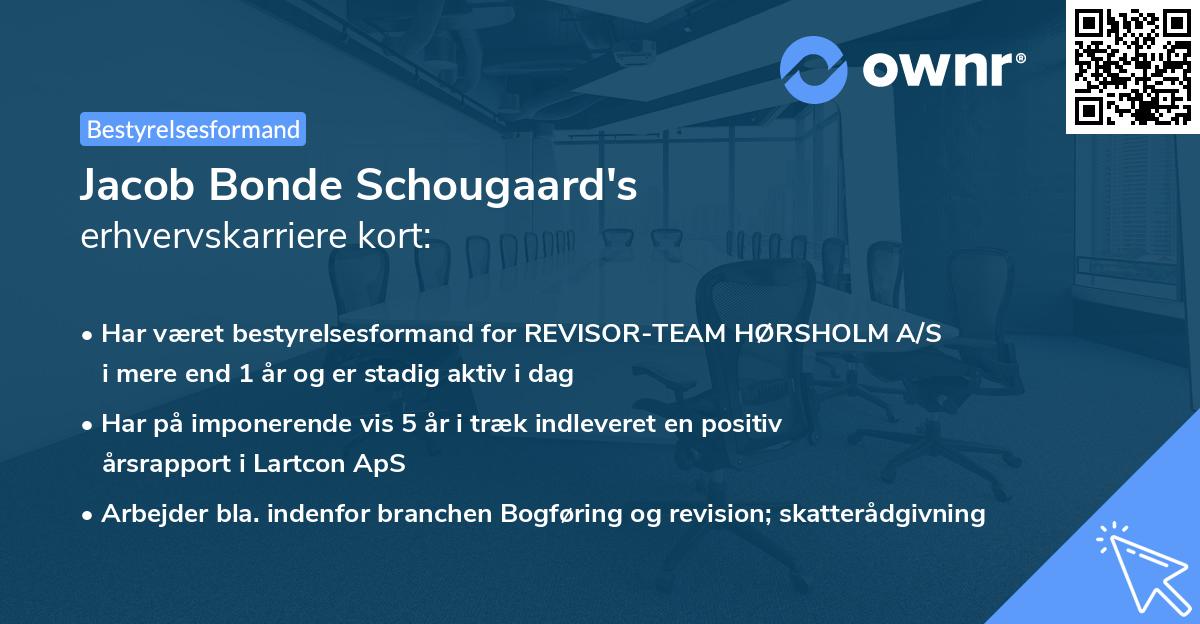 Jacob Bonde Schougaard's erhvervskarriere kort