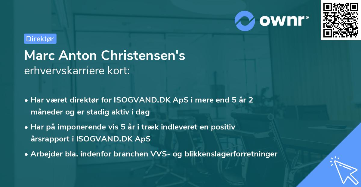 Marc Anton Christensen's erhvervskarriere kort