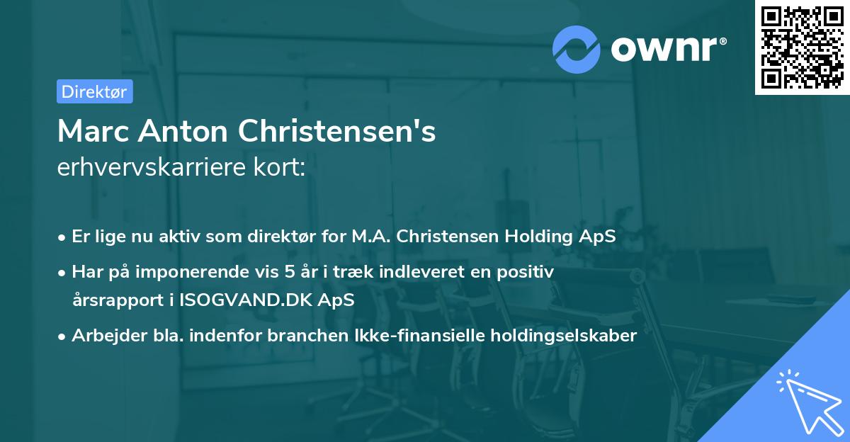 Marc Anton Christensen's erhvervskarriere kort