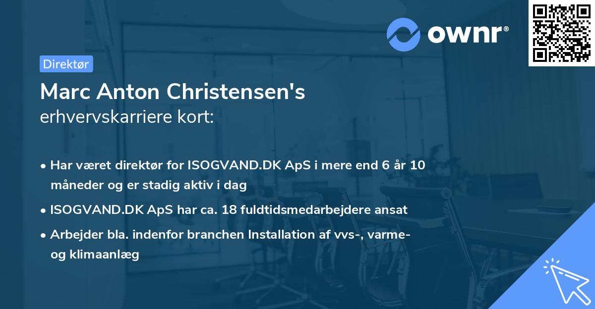 Marc Anton Christensen's erhvervskarriere kort