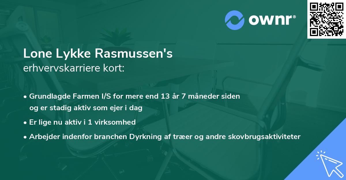 Lone Lykke Rasmussen's erhvervskarriere kort