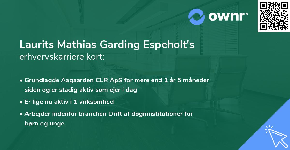 Laurits Mathias Garding Espeholt's erhvervskarriere kort