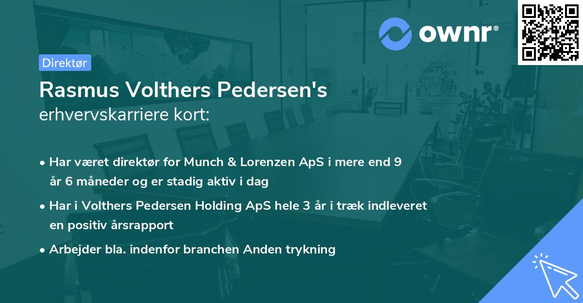 Rasmus Volthers Pedersen's erhvervskarriere kort