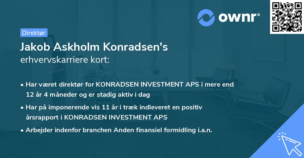 Jakob Askholm Konradsen's erhvervskarriere kort