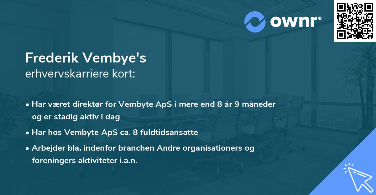 Frederik Vembye's erhvervskarriere kort