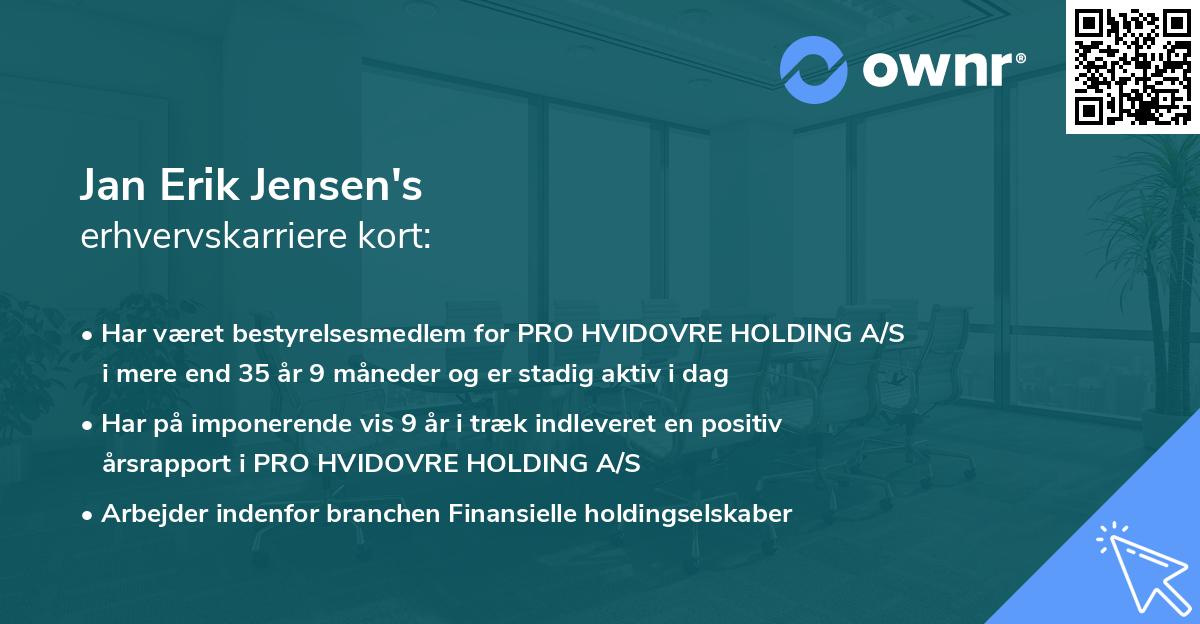Jan Erik Jensen's erhvervskarriere kort