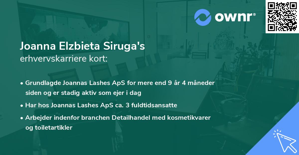 Joanna Elzbieta Siruga's erhvervskarriere kort