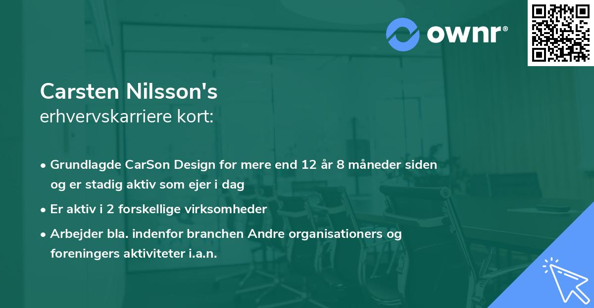 Carsten Nilsson's erhvervskarriere kort
