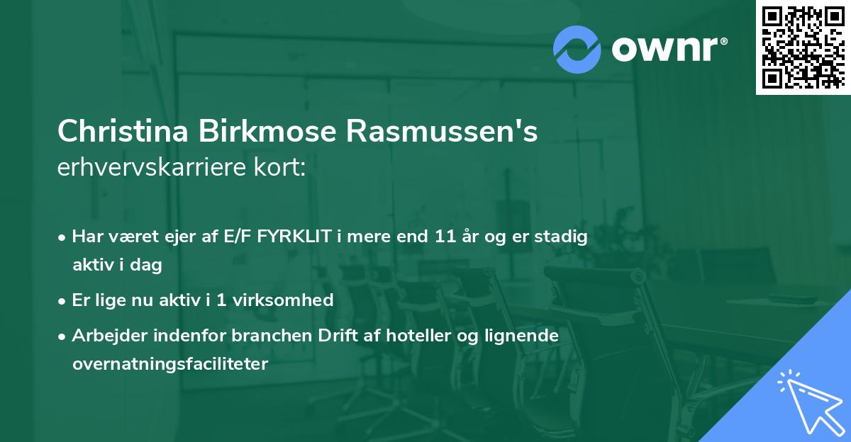 Christina Birkmose Rasmussen's erhvervskarriere kort