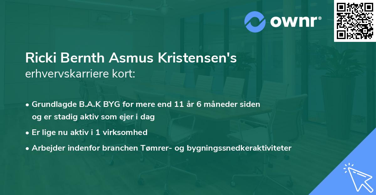 Ricki Bernth Asmus Kristensen's erhvervskarriere kort