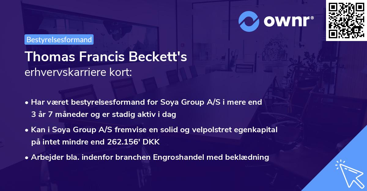Thomas Francis Beckett's erhvervskarriere kort