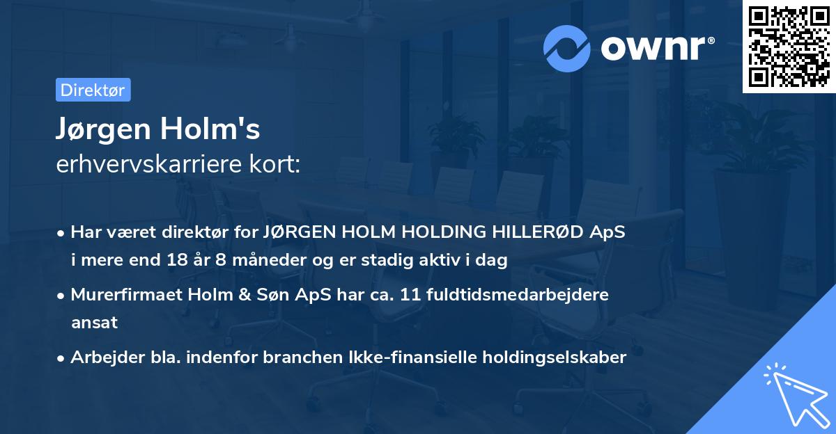 Jørgen Holm's erhvervskarriere kort