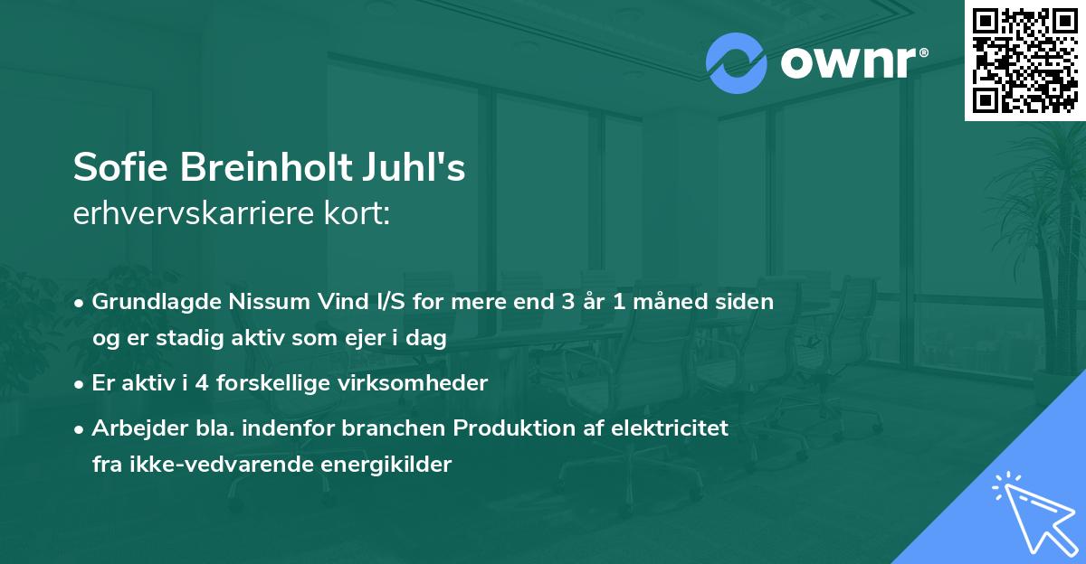 Sofie Breinholt Juhl's erhvervskarriere kort
