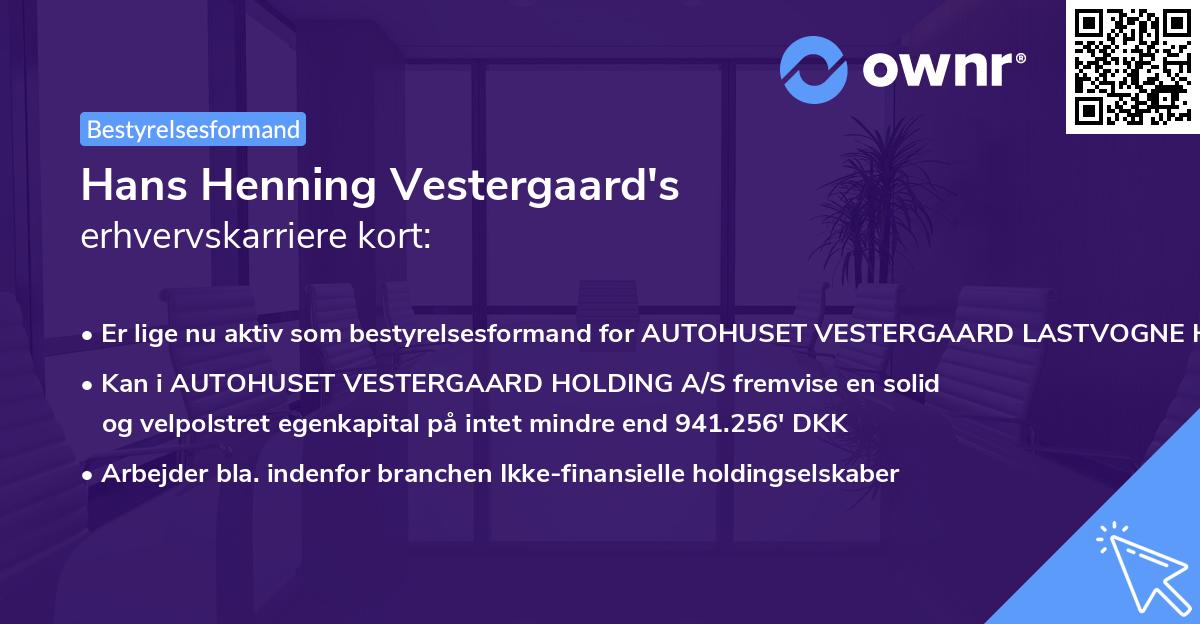 Hans Henning Vestergaard's erhvervskarriere kort