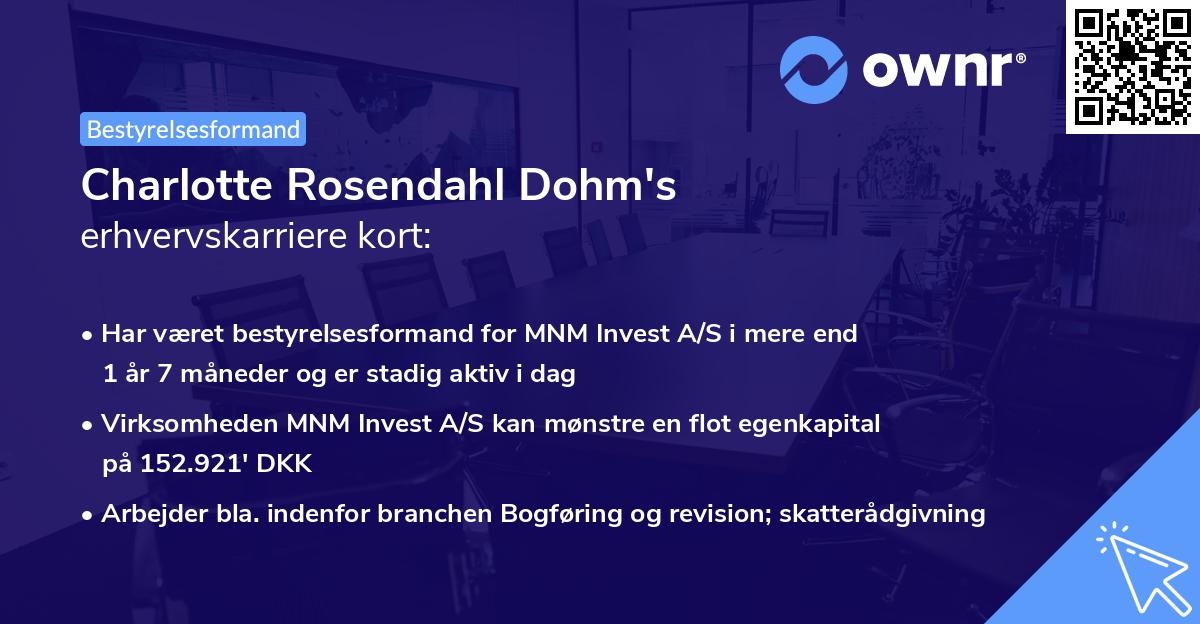 Charlotte Rosendahl Dohm's erhvervskarriere kort