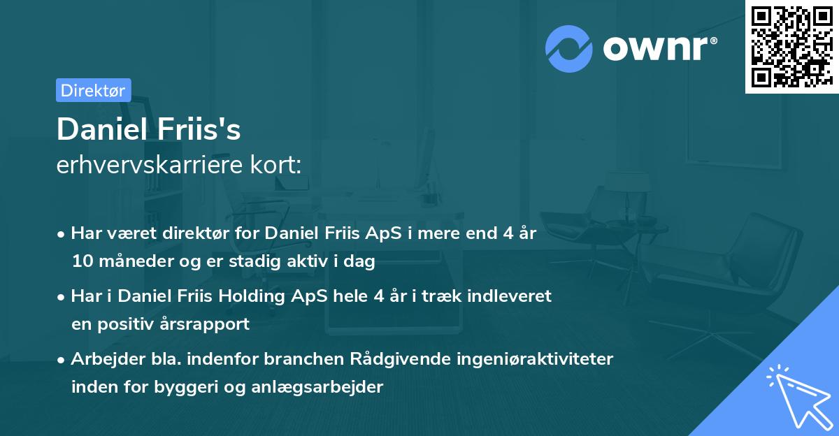 Daniel Friis's erhvervskarriere kort