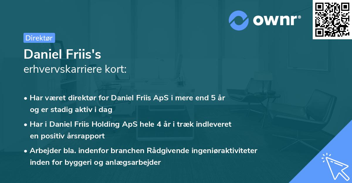 Daniel Friis's erhvervskarriere kort