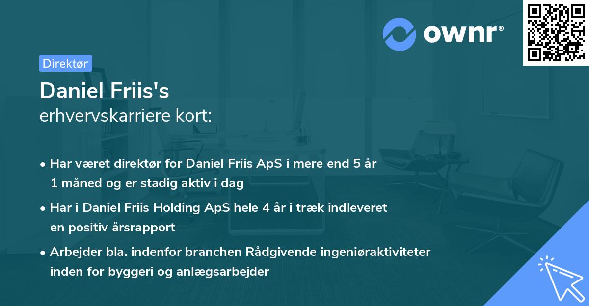 Daniel Friis's erhvervskarriere kort