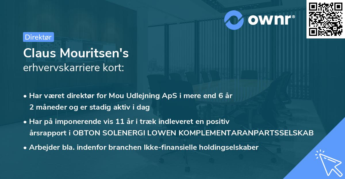 Claus Mouritsen's erhvervskarriere kort