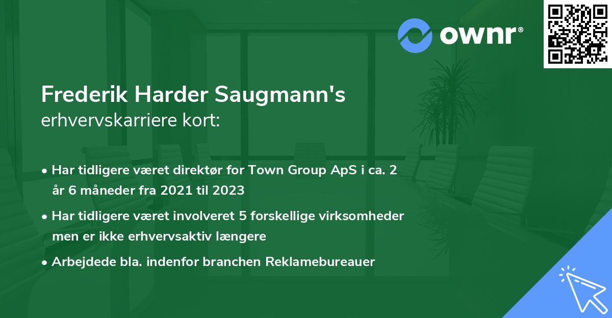 Frederik Harder Saugmann's erhvervskarriere kort