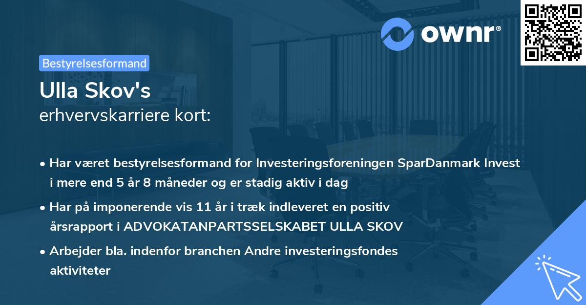 Ulla Skov's erhvervskarriere kort